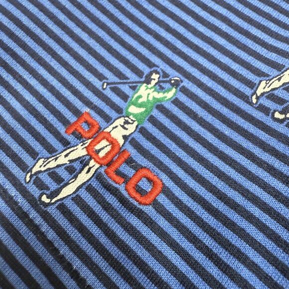 Polo Ralph Lauren Polo Shirt Mens Large Striped Golf Player Print Classic Fit - Picture 4 of 11